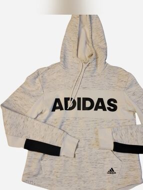 adidas Men’s Cream Heather Crewneck Hoodie with Black Logo
